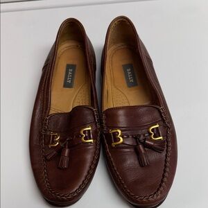 Bally men's brown leather horsebit noble dress loafers. Size 10